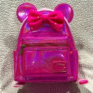Brand New with Tags! Loungefly Minnie Mouse Hot Pink Iridescent Backpack